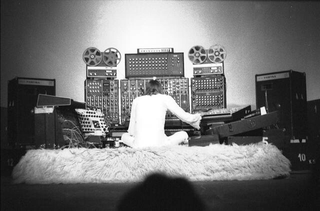 Klaus Schulze during this concert at the 5th Ocober 1976. Copyright: Andreas Liebold