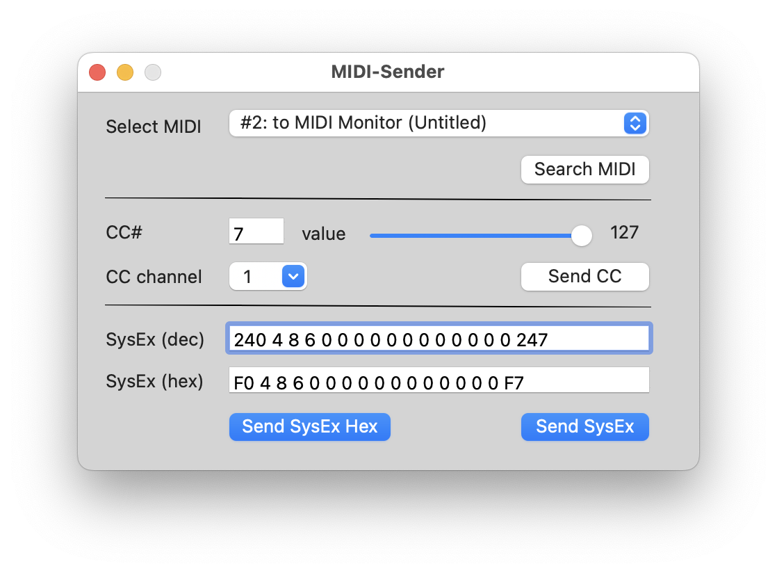MIDI-Sender screenshot